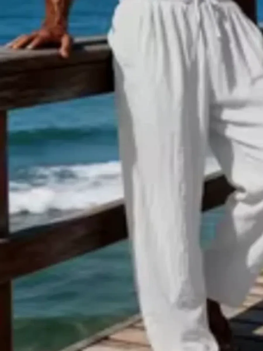 Linen-Style Drawstring Trousers